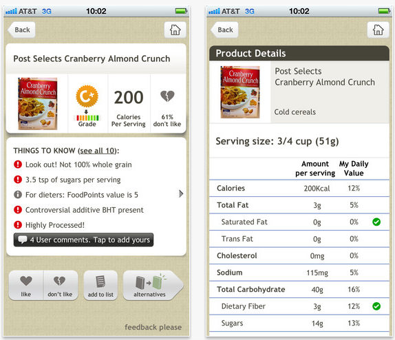 fooducate-iphone-app-screenshot Fooducate iPhone app screenshot