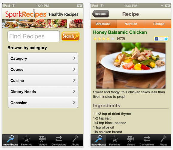 sparkpeople-healthy-recipes-iphone-app-screenshot SparkPeople Healthy Recipes iPhone App Screenshot