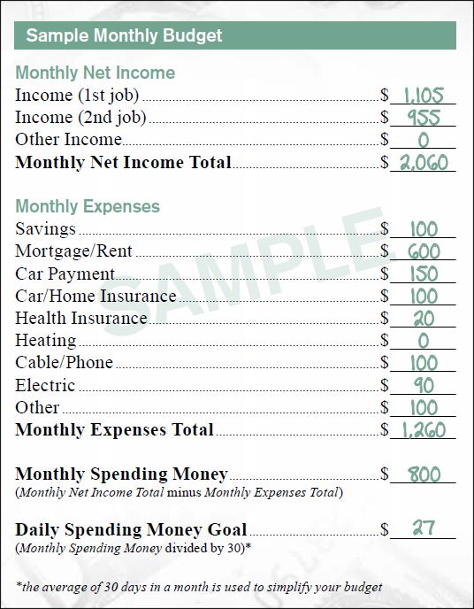 mcdonaldssamplemonthlybudget sample budget