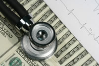 Preparing for a recession - stethoscope and money