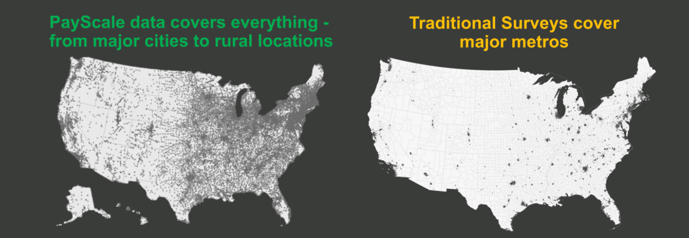 compensation data showing coverage across US map