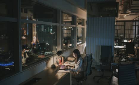 woman working alone in office